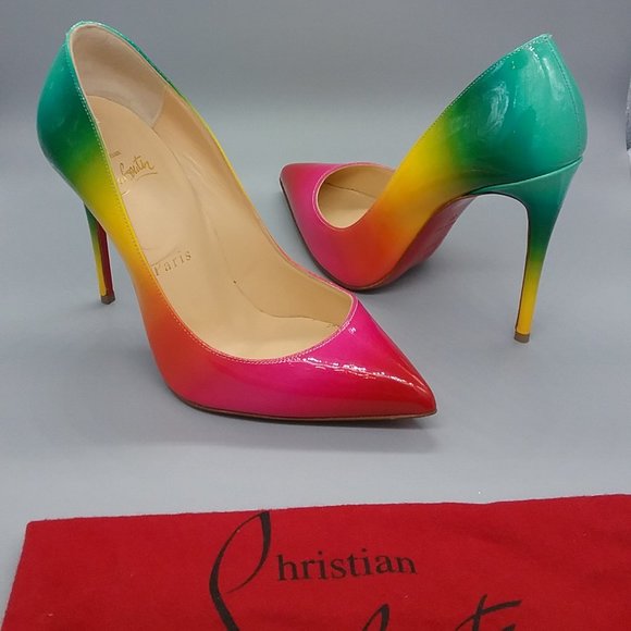Christian Louboutin Pigalle Follies 100 Patent Sunrise Pumps - Picture 1 of 17